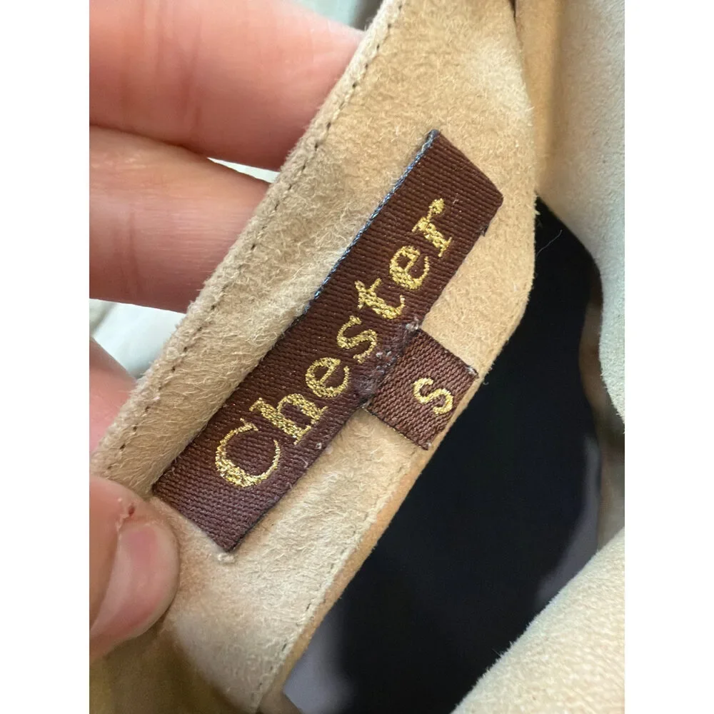 Vintage Chester Suede Set Tan Perforated Western Top & Flared Skirt M/S